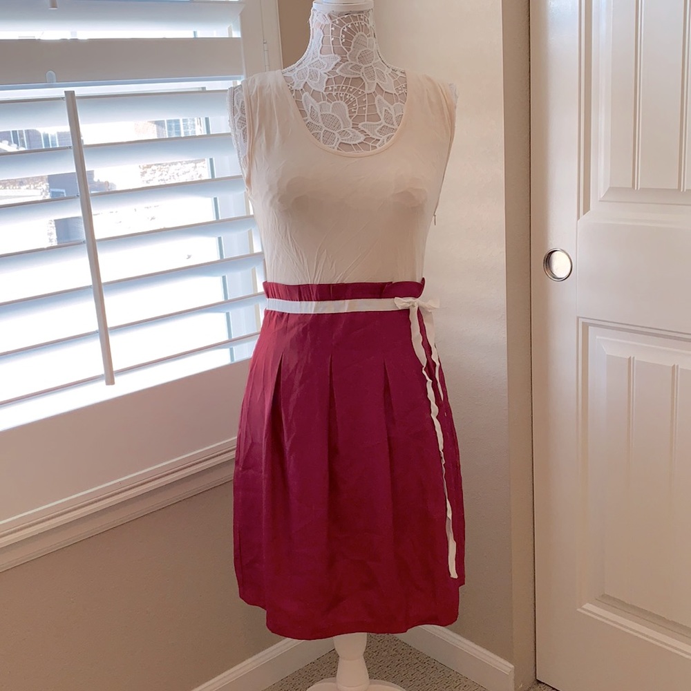 Cream/ Maroon Dress